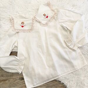 Vintage Little Orphan Annie Blouse Girls 6 Embroidered